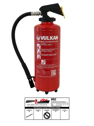 Vulkan 6L Wasser Übungsfeuerlöscher, wiederbefüllbar Übungslöscher Druckhebelarmatur